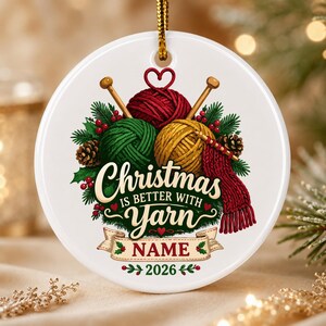 Personalized Knitting Ornament, Custom Yarn Lover Christmas Keepsake, Knit Gift 2026