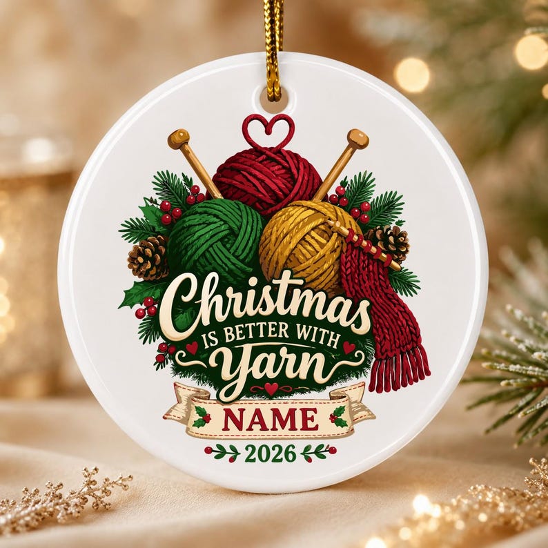 Personalized Knitting Ornament, Custom Yarn Lover Christmas Keepsake, Knit Gift 2026