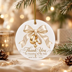 Personalized Mother of the Bride Ornament, Custom Wedding Keepsake, Mom Thank You Gift