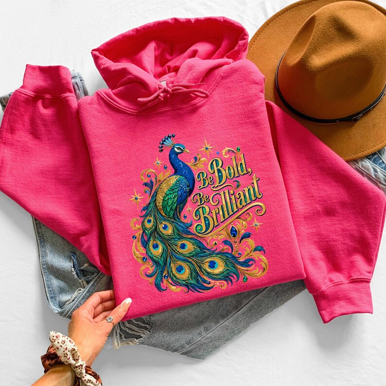 Peacock Shirt, Be Bold Be Brilliant Tee, Inspirational Bird Lover Tshirt, Royal Bird Gift
