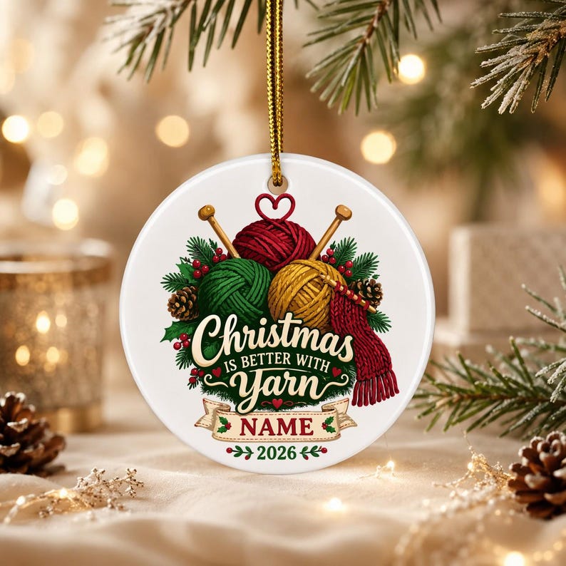 Personalized Knitting Ornament, Custom Yarn Lover Christmas Keepsake, Knit Gift 2026