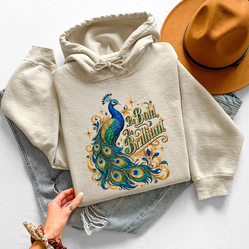Peacock Shirt, Be Bold Be Brilliant Tee, Inspirational Bird Lover Tshirt, Royal Bird Gift