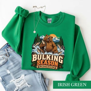 Bulking Season Bear Shirt, Funny Gym Fishing Tee, Outdoorsy Animal Lover Gift