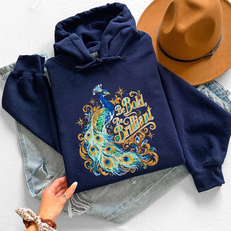 Peacock Shirt, Be Bold Be Brilliant Tee, Inspirational Bird Lover Tshirt, Royal Bird Gift