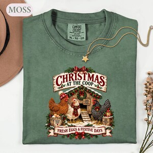 Christmas Chicken Shirt, Farmhouse Holiday Tee, Chicken Lover Gift, Festive Coop Graphic
