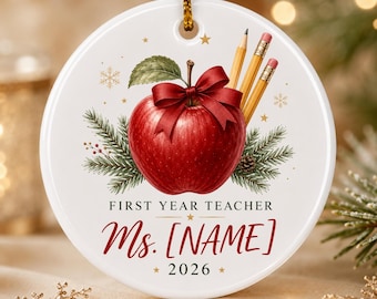 New Teacher Ornament, 2026 Personalized Ceramic Classroom Christmas Keepsake