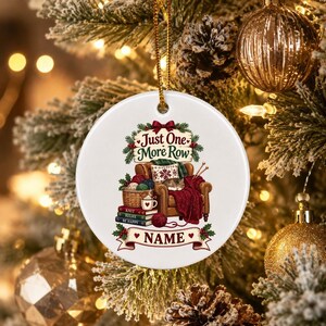 Personalized Knitting Ornament, Custom Knitter Keepsake, Cozy Cat Christmas Ornament