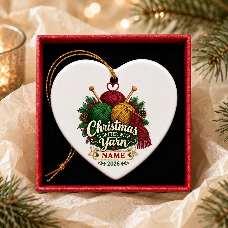 Personalized Knitting Ornament, Custom Yarn Lover Christmas Keepsake, Knit Gift 2026