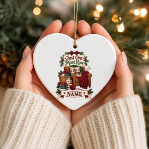 Personalized Knitting Ornament, Custom Knitter Keepsake, Cozy Cat Christmas Ornament