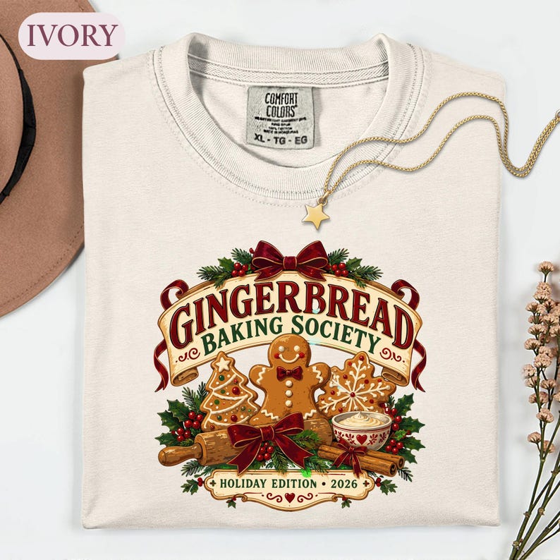 Gingerbread Baking Shirt, Christmas Cookie Baker Tee, Holiday Baking Society Graphic, Baker Gift