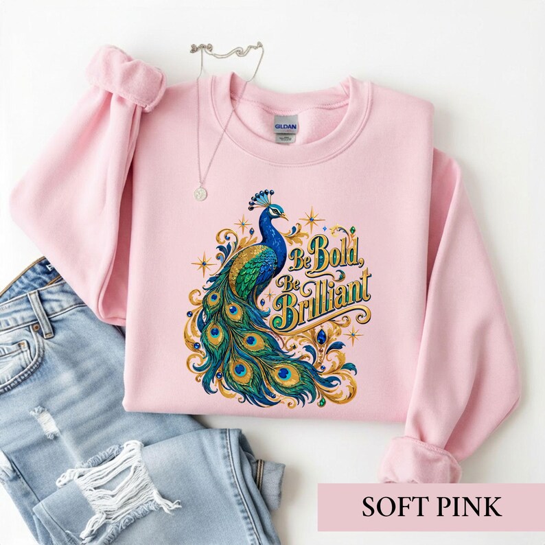 Peacock Shirt, Be Bold Be Brilliant Tee, Inspirational Bird Lover Tshirt, Royal Bird Gift
