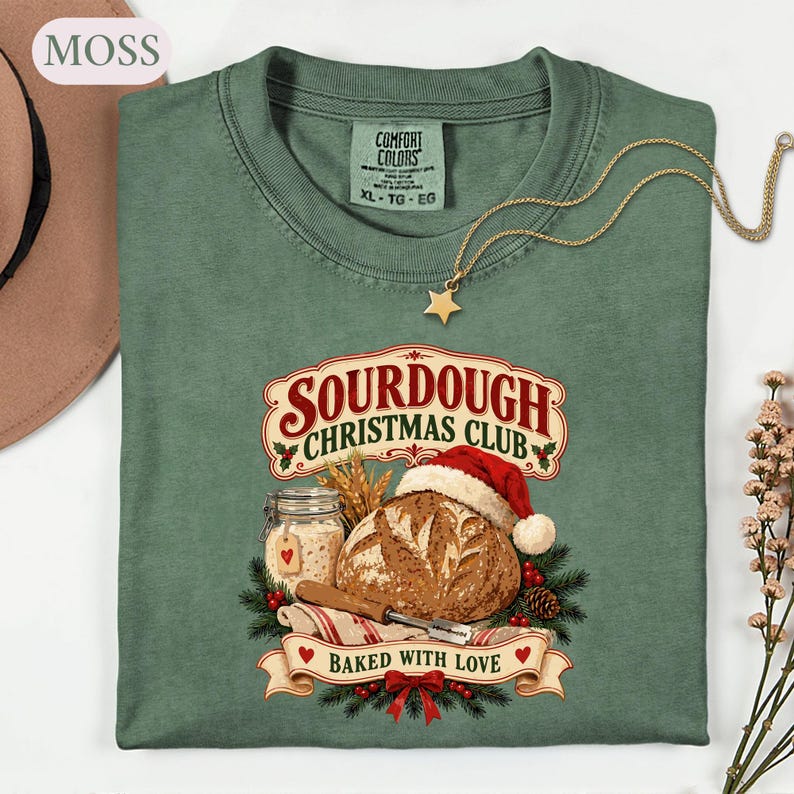 Sourdough Christmas Shirt, Retro Baker Holiday Tee, Baking Lover Gift