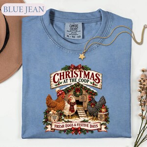 Christmas Chicken Shirt, Farmhouse Holiday Tee, Chicken Lover Gift, Festive Coop Graphic