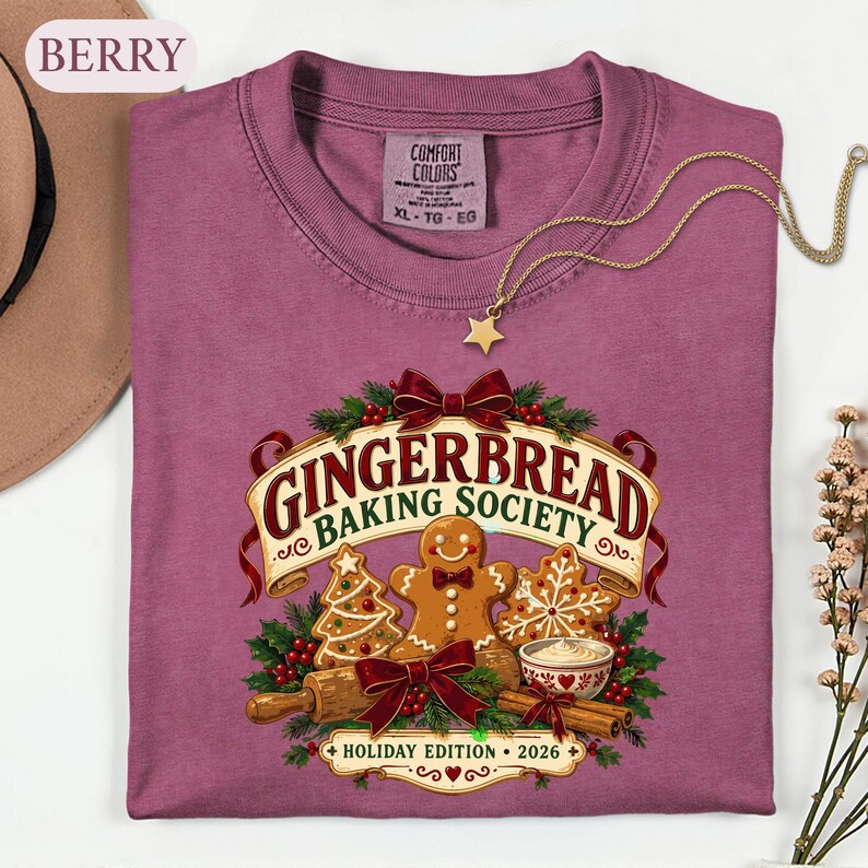 Gingerbread Baking Shirt, Christmas Cookie Baker Tee, Holiday Baking Society Graphic, Baker Gift