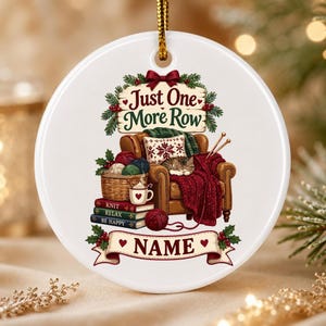 Personalized Knitting Ornament, Custom Knitter Keepsake, Cozy Cat Christmas Ornament