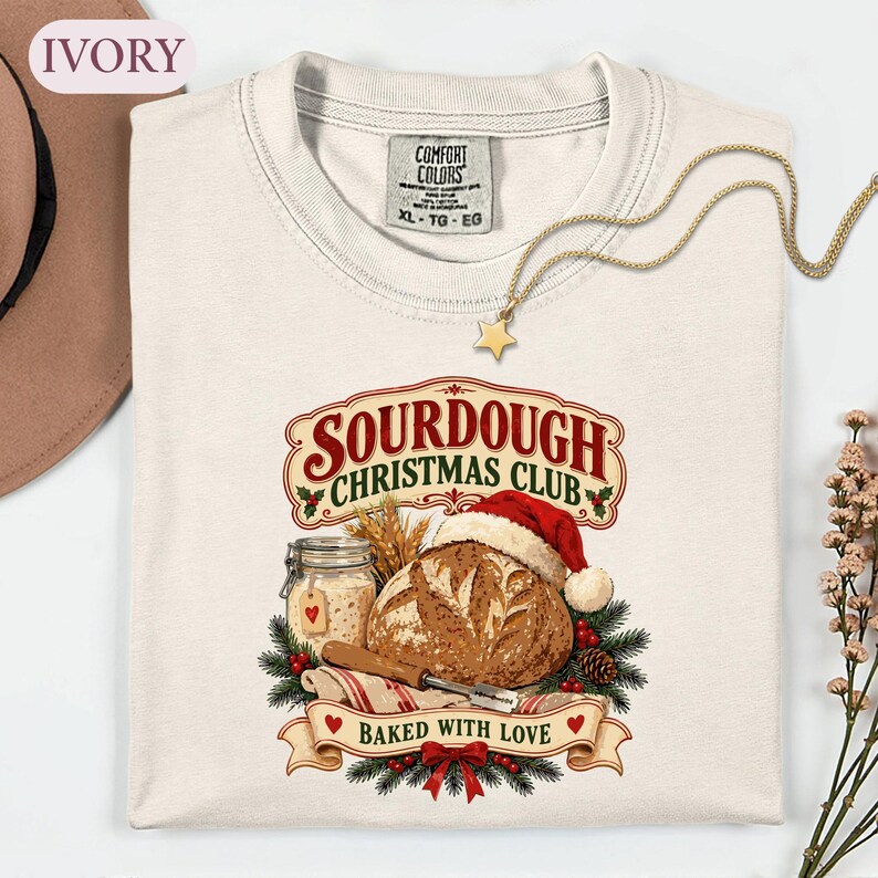 Sourdough Christmas Shirt, Retro Baker Holiday Tee, Baking Lover Gift