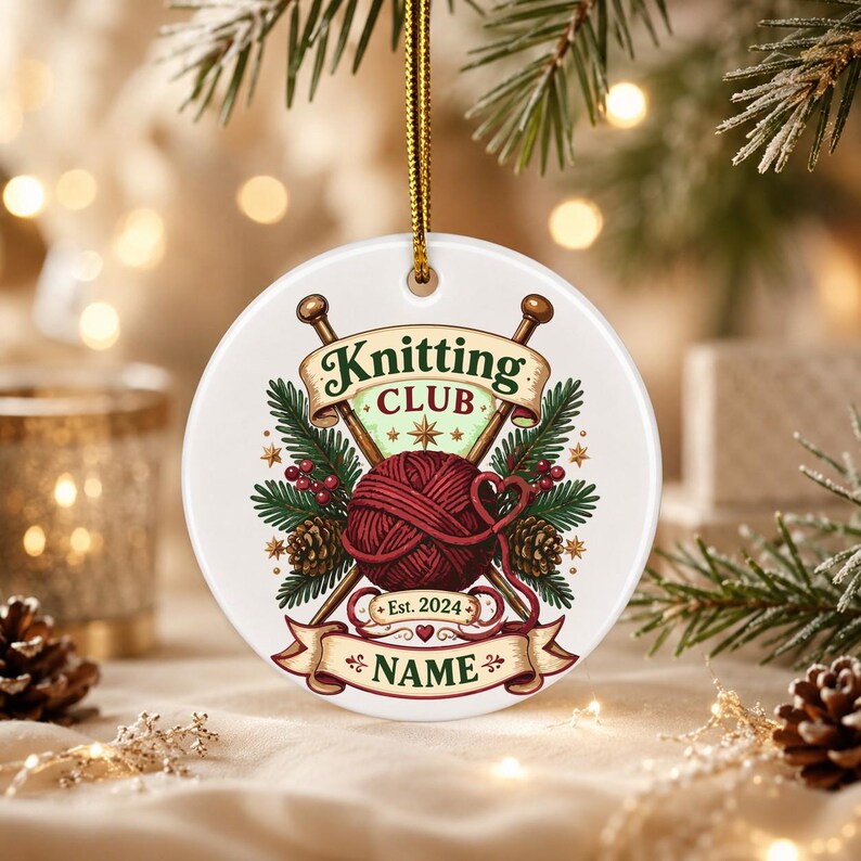 Personalized Knitting Ornament, Custom Knitter Christmas Keepsake, Yarn Lover Holiday Gift