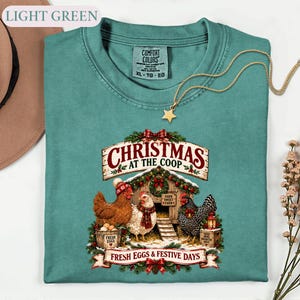 Christmas Chicken Shirt, Farmhouse Holiday Tee, Chicken Lover Gift, Festive Coop Graphic