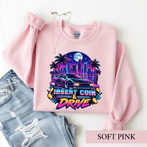 Synthwave Race Car Shirt, Retro Arcade Car Lover Sweatshirt, 80s Outrun Gamer Tee