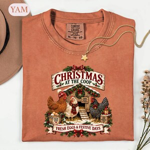 Christmas Chicken Shirt, Farmhouse Holiday Tee, Chicken Lover Gift, Festive Coop Graphic