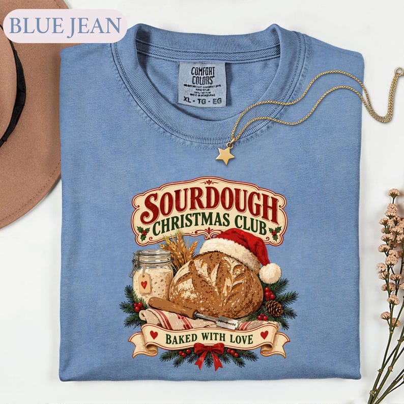 Sourdough Christmas Shirt, Retro Baker Holiday Tee, Baking Lover Gift