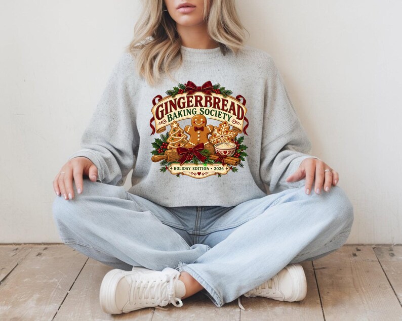 Gingerbread Baking Shirt, Christmas Cookie Baker Tee, Holiday Baking Society Graphic, Baker Gift
