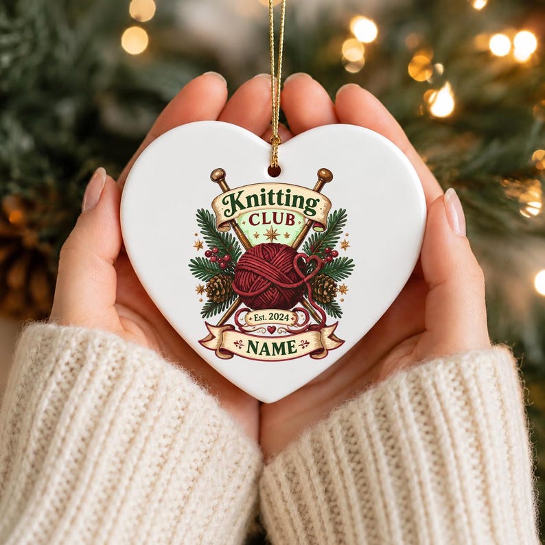 Personalized Knitting Ornament, Custom Knitter Christmas Keepsake, Yarn Lover Holiday Gift