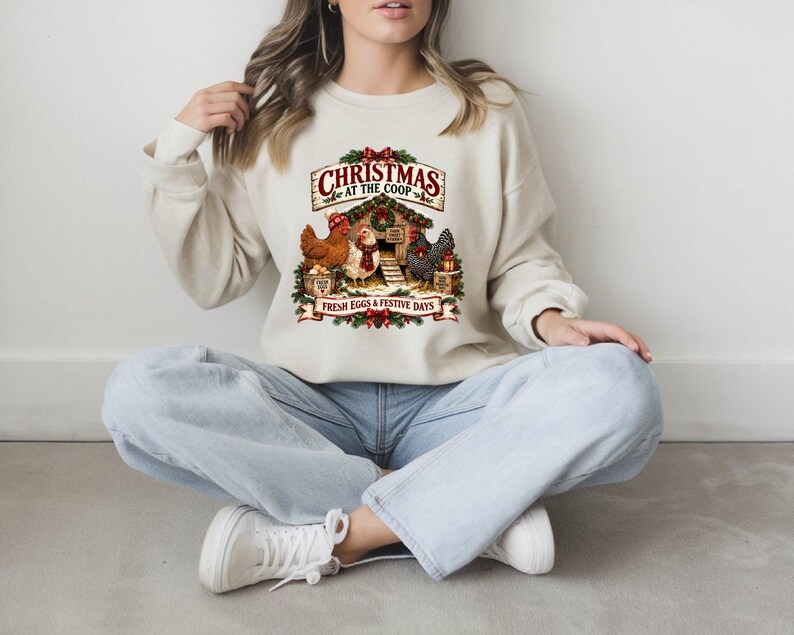 Christmas Chicken Shirt, Farmhouse Holiday Tee, Chicken Lover Gift, Festive Coop Graphic