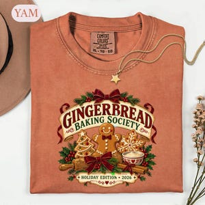 Gingerbread Baking Shirt, Christmas Cookie Baker Tee, Holiday Baking Society Graphic, Baker Gift
