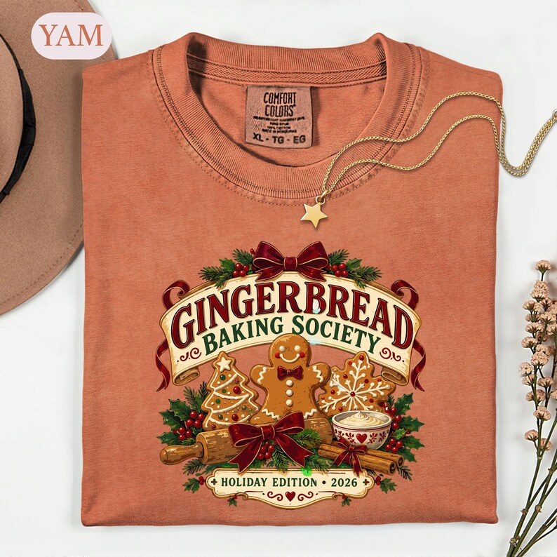 Gingerbread Baking Shirt, Christmas Cookie Baker Tee, Holiday Baking Society Graphic, Baker Gift