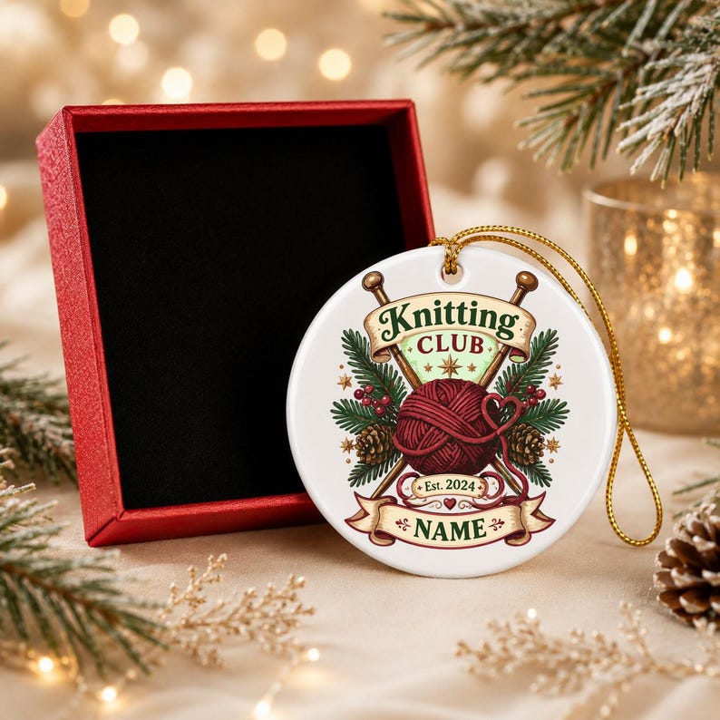 Personalized Knitting Ornament, Custom Knitter Christmas Keepsake, Yarn Lover Holiday Gift