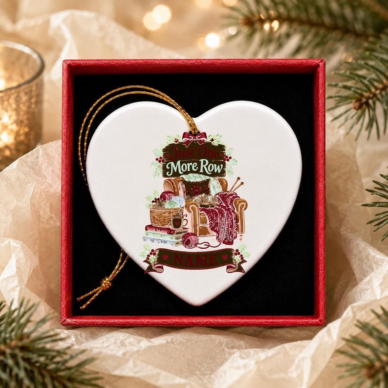Personalized Knitting Ornament, Custom Knitter Keepsake, Cozy Cat Christmas Ornament