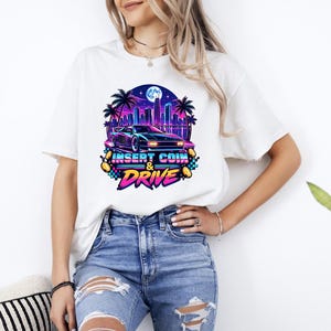 Synthwave Race Car Shirt, Retro Arcade Car Lover Sweatshirt, 80s Outrun Gamer Tee