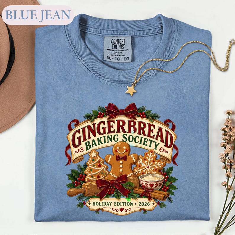 Gingerbread Baking Shirt, Christmas Cookie Baker Tee, Holiday Baking Society Graphic, Baker Gift