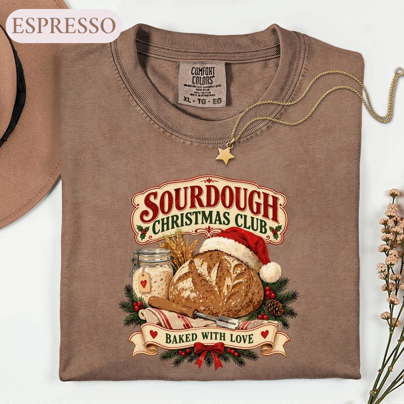 Sourdough Christmas Shirt, Retro Baker Holiday Tee, Baking Lover Gift