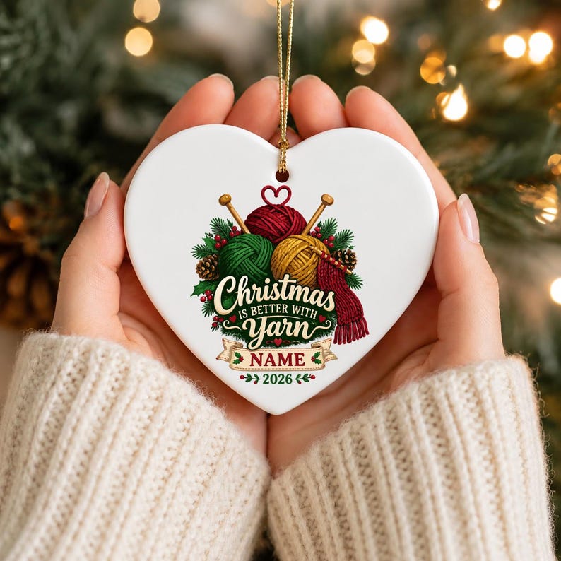 Personalized Knitting Ornament, Custom Yarn Lover Christmas Keepsake, Knit Gift 2026