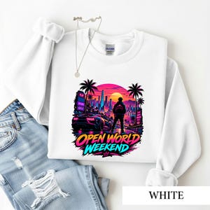 Open World Gamer Shirt, Synthwave Gaming Tee, Retro Neon Video Game Graphic, Gamer Gift