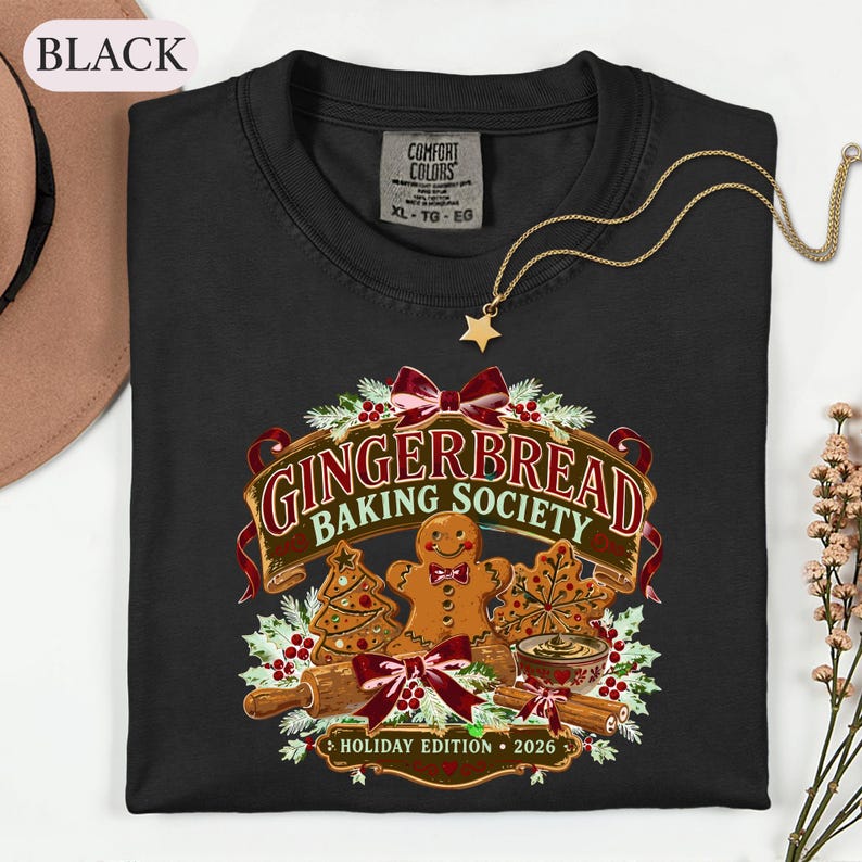 Gingerbread Baking Shirt, Christmas Cookie Baker Tee, Holiday Baking Society Graphic, Baker Gift