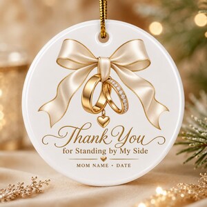 Personalized Mother of the Bride Ornament, Custom Wedding Keepsake, Mom Thank You Gift