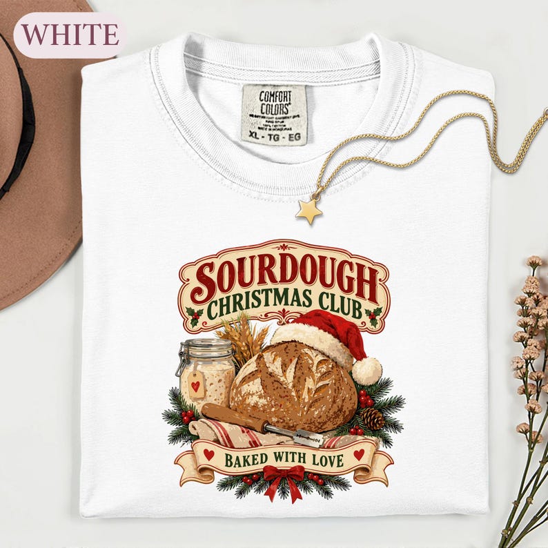 Sourdough Christmas Shirt, Retro Baker Holiday Tee, Baking Lover Gift