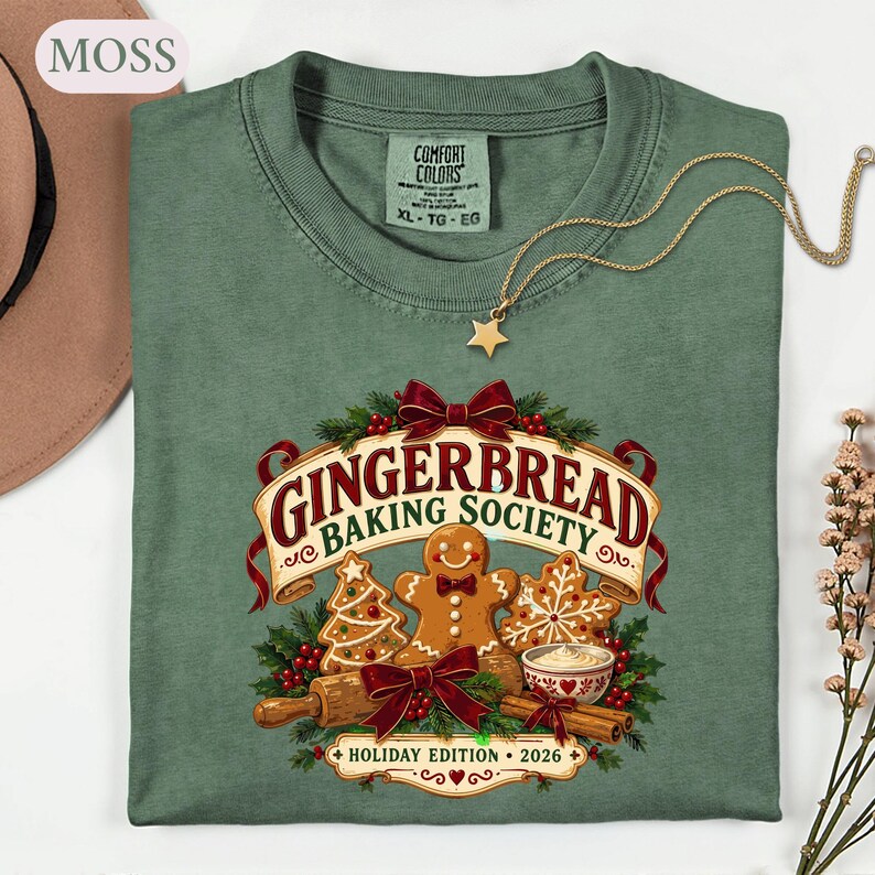Gingerbread Baking Shirt, Christmas Cookie Baker Tee, Holiday Baking Society Graphic, Baker Gift