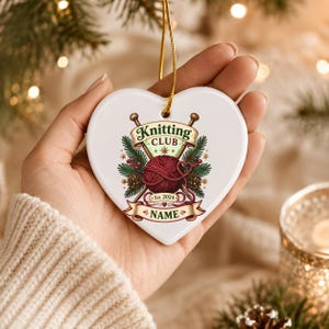 Personalized Knitting Ornament, Custom Knitter Christmas Keepsake, Yarn Lover Holiday Gift