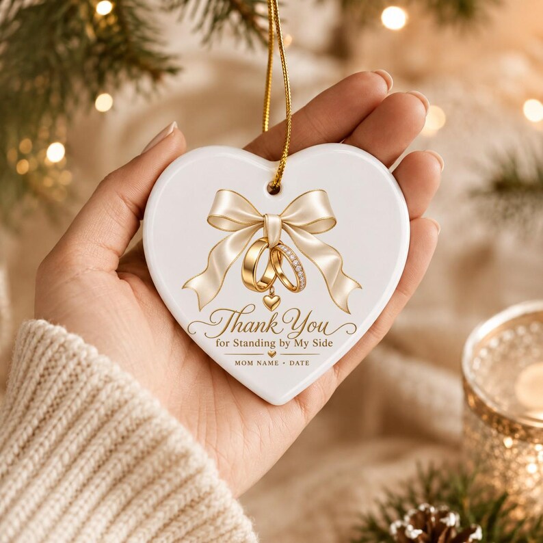 Personalized Mother of the Bride Ornament, Custom Wedding Keepsake, Mom Thank You Gift