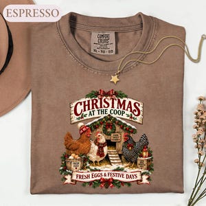 Christmas Chicken Shirt, Farmhouse Holiday Tee, Chicken Lover Gift, Festive Coop Graphic