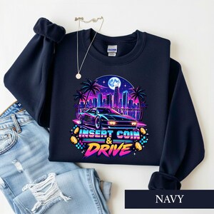 Synthwave Race Car Shirt, Retro Arcade Car Lover Sweatshirt, 80s Outrun Gamer Tee