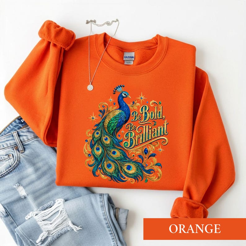 Peacock Shirt, Be Bold Be Brilliant Tee, Inspirational Bird Lover Tshirt, Royal Bird Gift