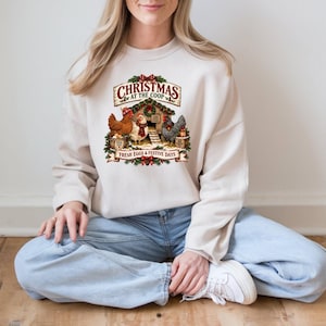 Christmas Chicken Shirt, Farmhouse Holiday Tee, Chicken Lover Gift, Festive Coop Graphic