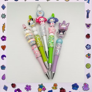 Kawaii Character Pens, Glitter Fidget Pens, Stationery Gift