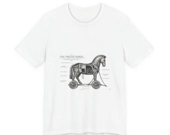 Trojanisches Pferd Diagramm T-Shirt | Griechische Mythologie, Mythcore Illustration