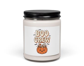 Boo Crew Kürbiskerze, Duftkerze aus Sojawachs im Glas | Herbstliche Halloween-Ästhetik